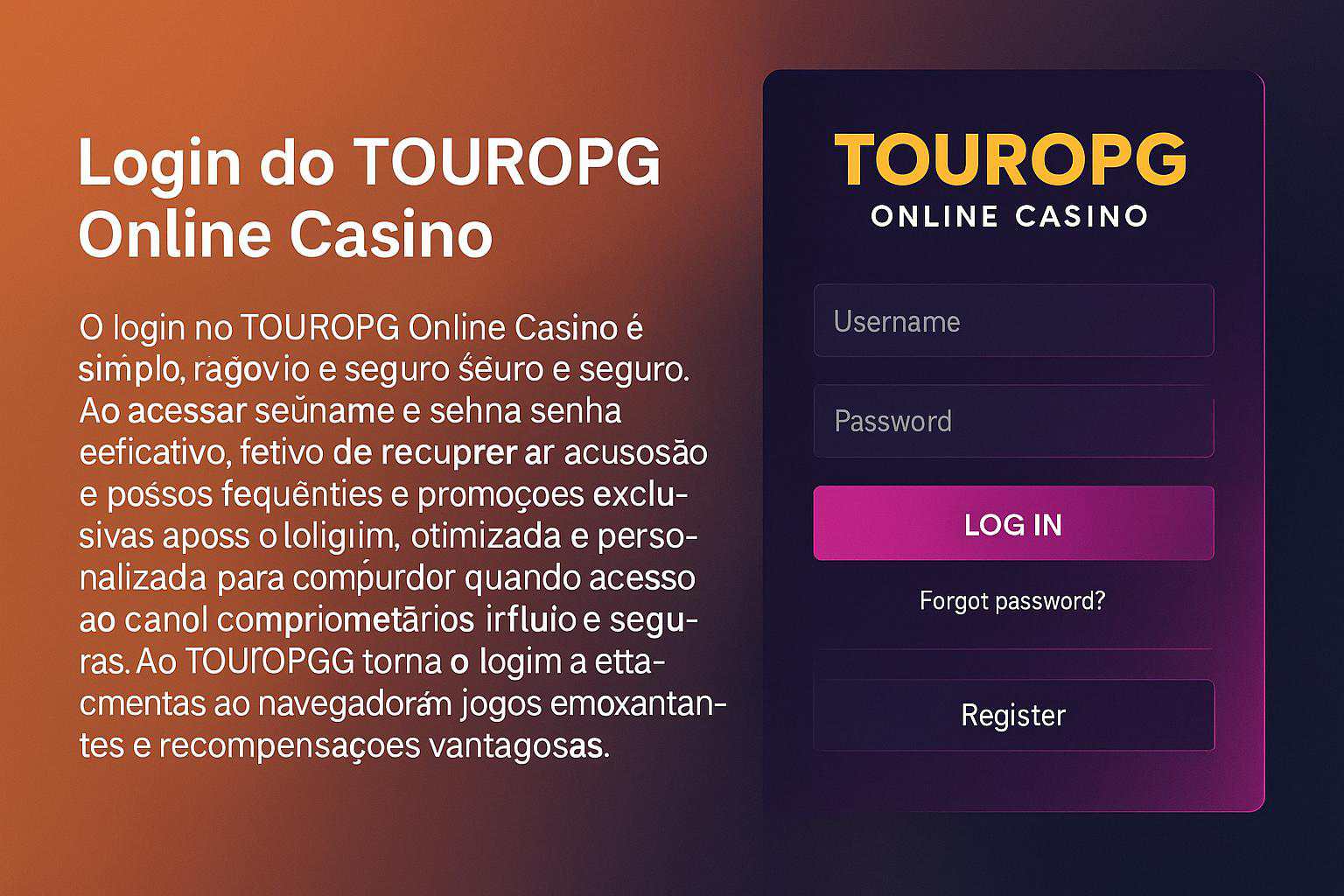 Não Perca tempo, o rRgistro na site TOUROPG  